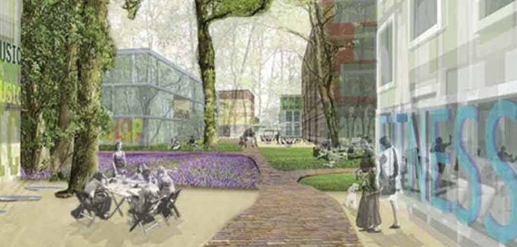 New outdoor
areas and urban spaces on campus.